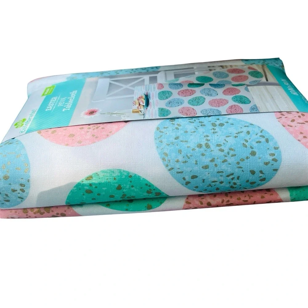 Way to‎ Celebrate Easter Peva 60x84 Tablecloth Colorful Easter Eggs Vinyl NEW